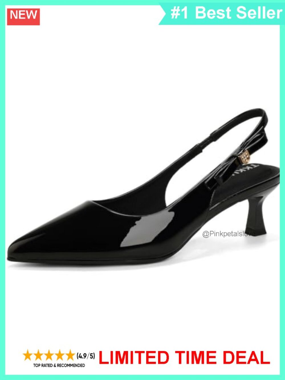 Slingback Kitten Heels Closed Toe Pumps PU Pointed Toe Dress Shoes